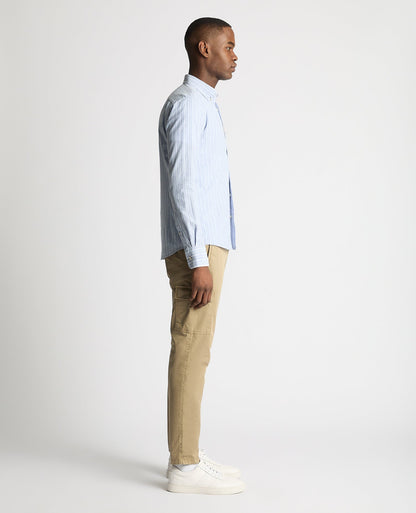 Slim Fit Pinstripe Cotton Linen Mix Shirt