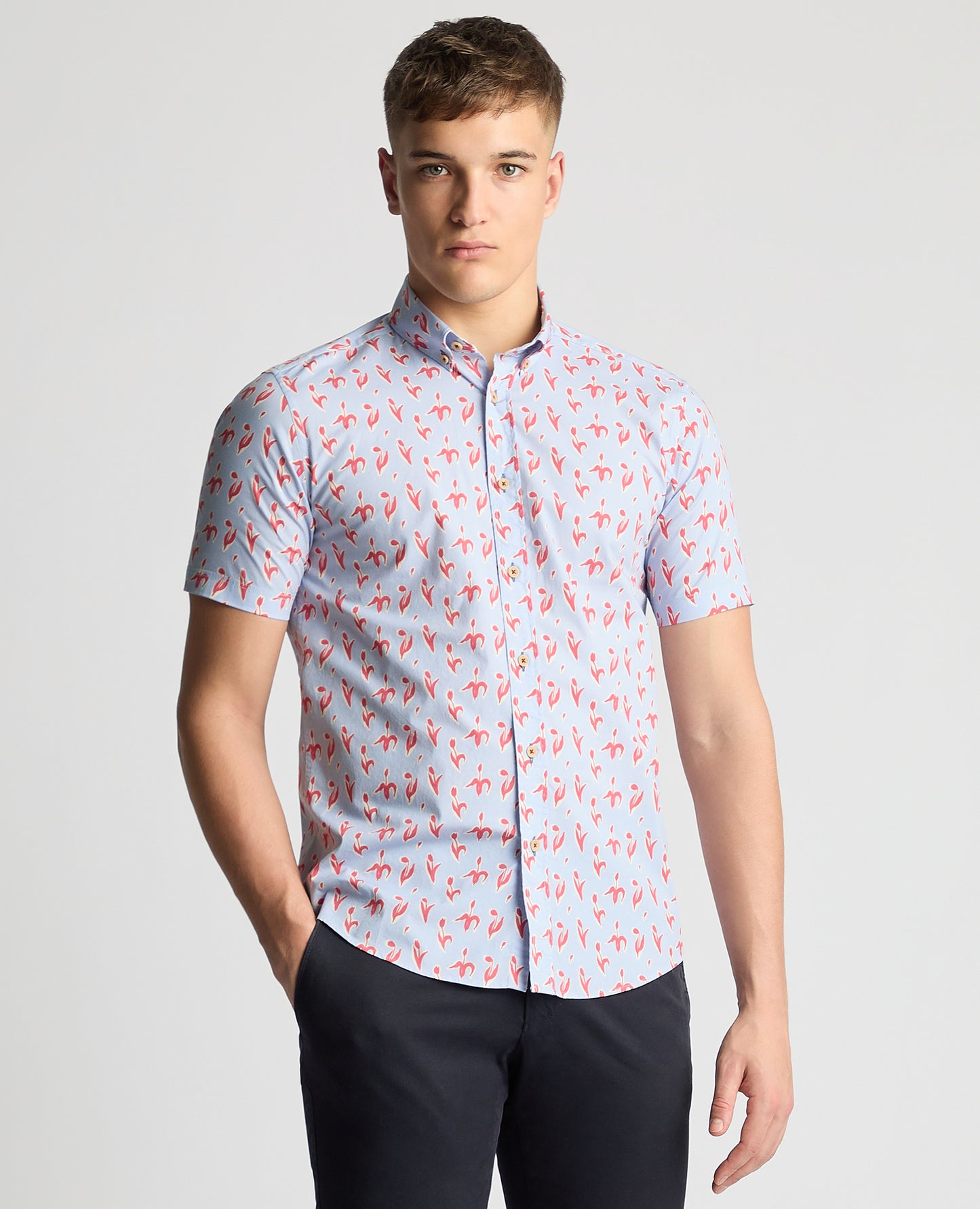 Slim Fit Cotton-Stretch Printed Shirt