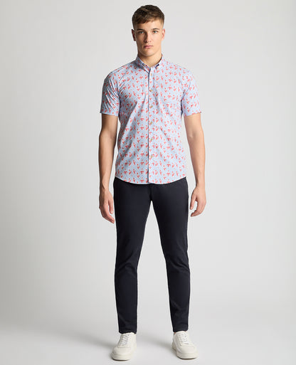 Slim Fit Cotton-Stretch Printed Shirt