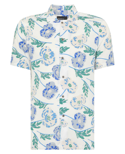 Tapered Fit Cotton Short Sleeve Floral Shirt