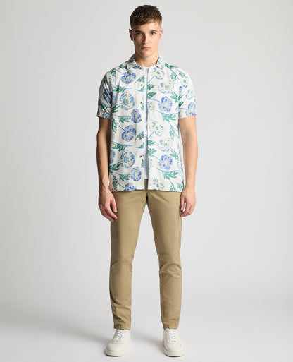 Tapered Fit Cotton Short Sleeve Floral Shirt