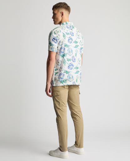 Tapered Fit Cotton Short Sleeve Floral Shirt