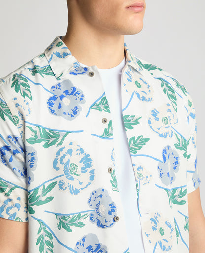 Tapered Fit Cotton Short Sleeve Floral Shirt