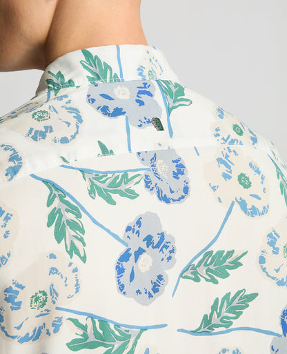 Tapered Fit Cotton Short Sleeve Floral Shirt