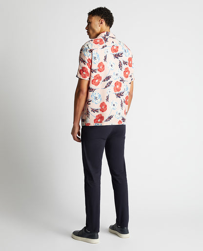 Tapered Fit Cotton Short Sleeve Floral Shirt