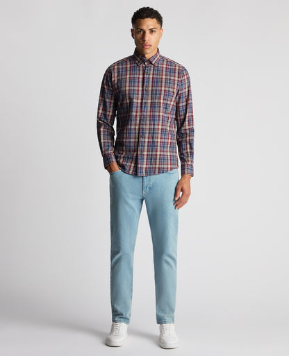 Tapered Fit Checked Cotton Shirt