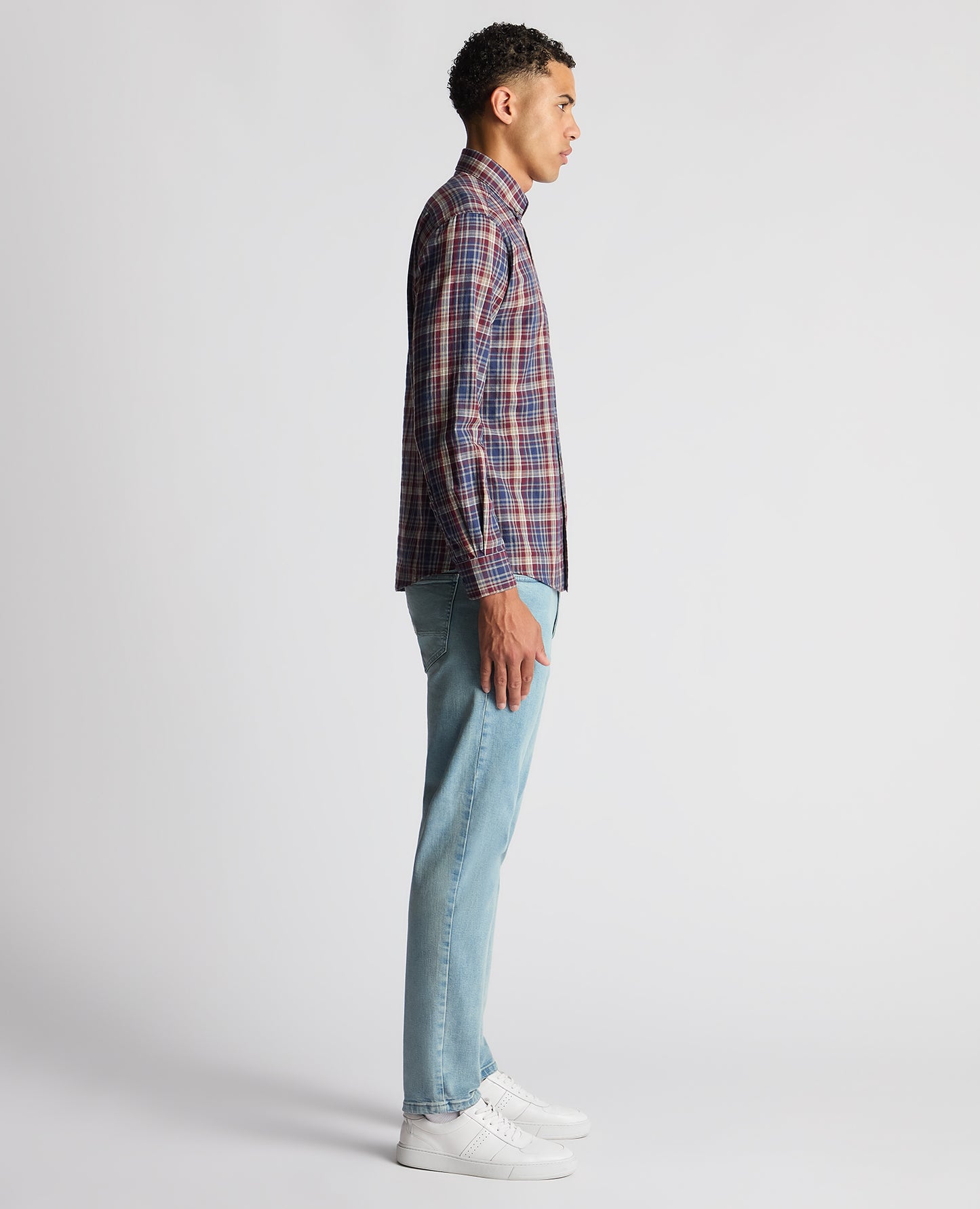 Tapered Fit Checked Cotton Shirt