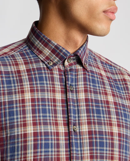 Tapered Fit Checked Cotton Shirt