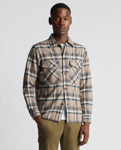 Tapered Fit Cotton Checked Overshirt