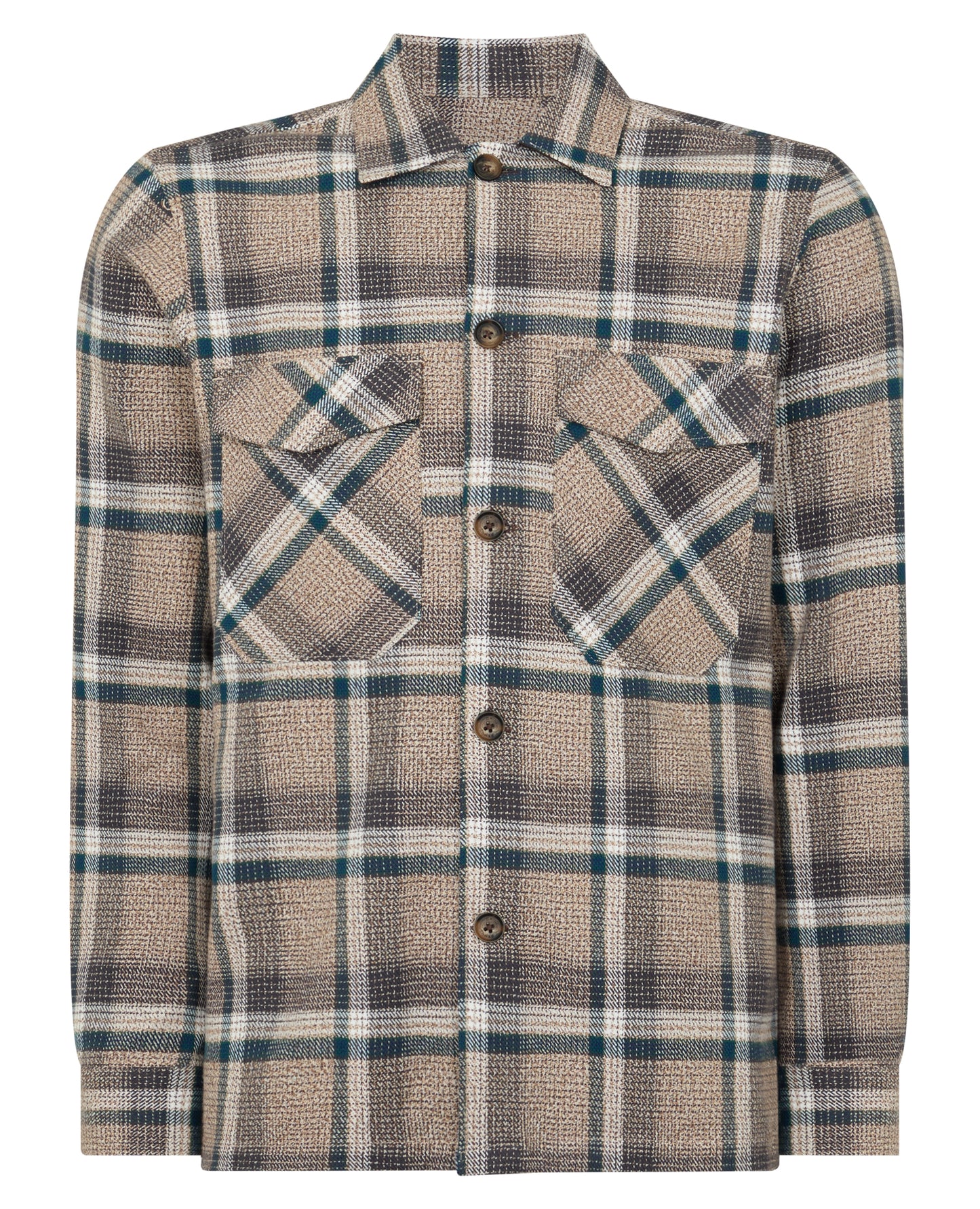 Tapered Fit Cotton Checked Overshirt