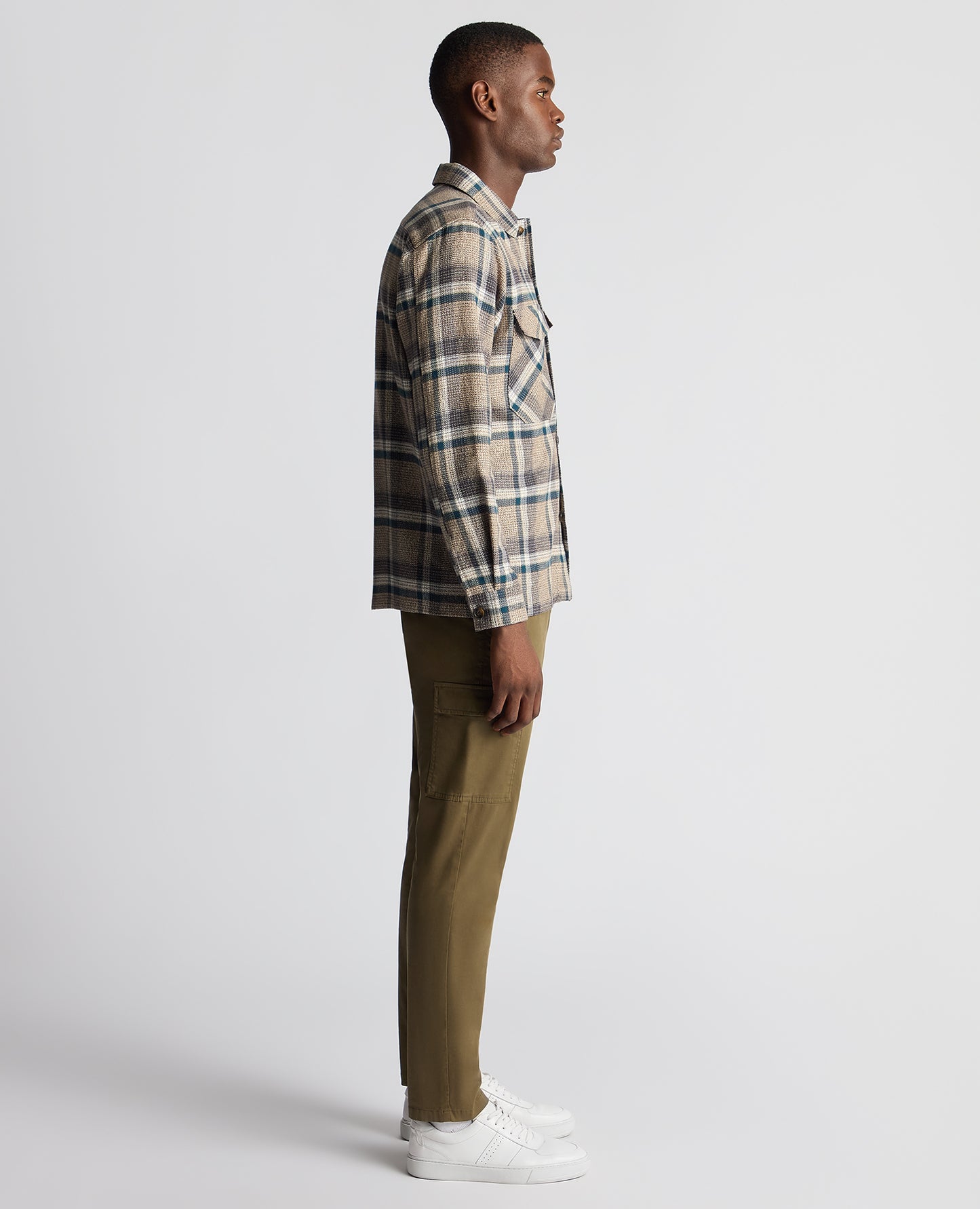 Tapered Fit Cotton Checked Overshirt