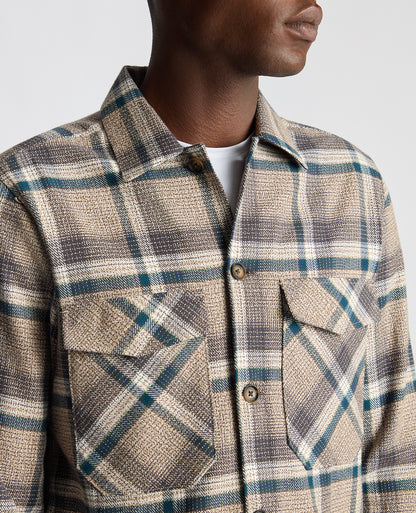 Tapered Fit Cotton Checked Overshirt