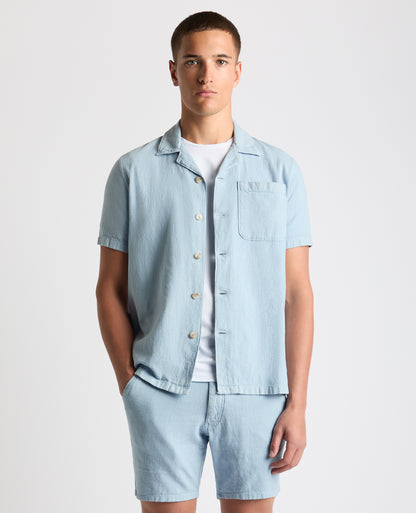 Tapered Fit Cotton-Linen Shirt