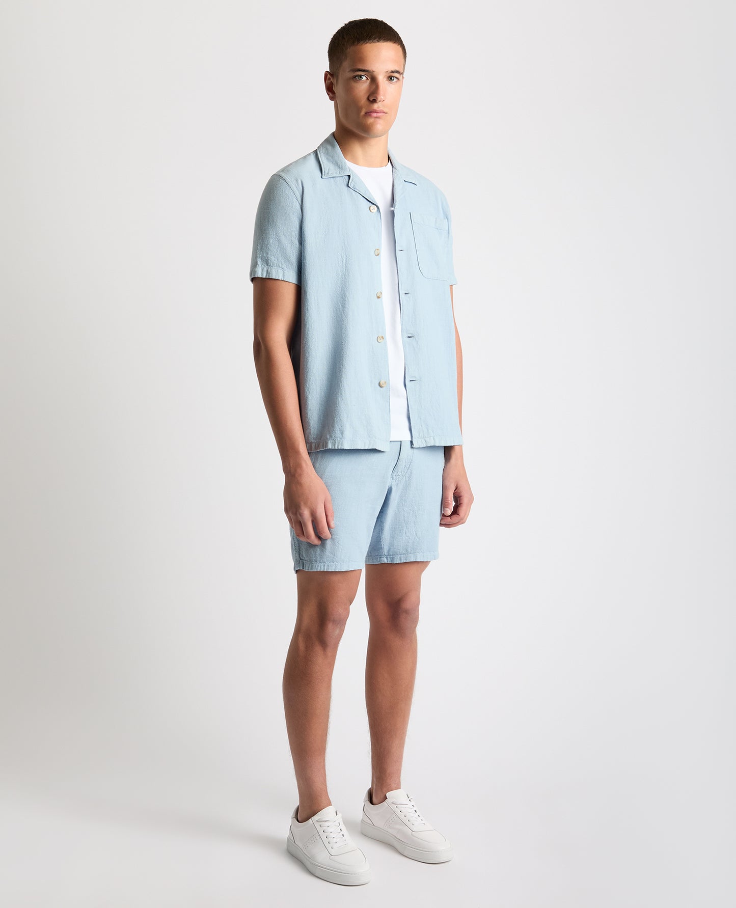 Tapered Fit Cotton-Linen Shirt