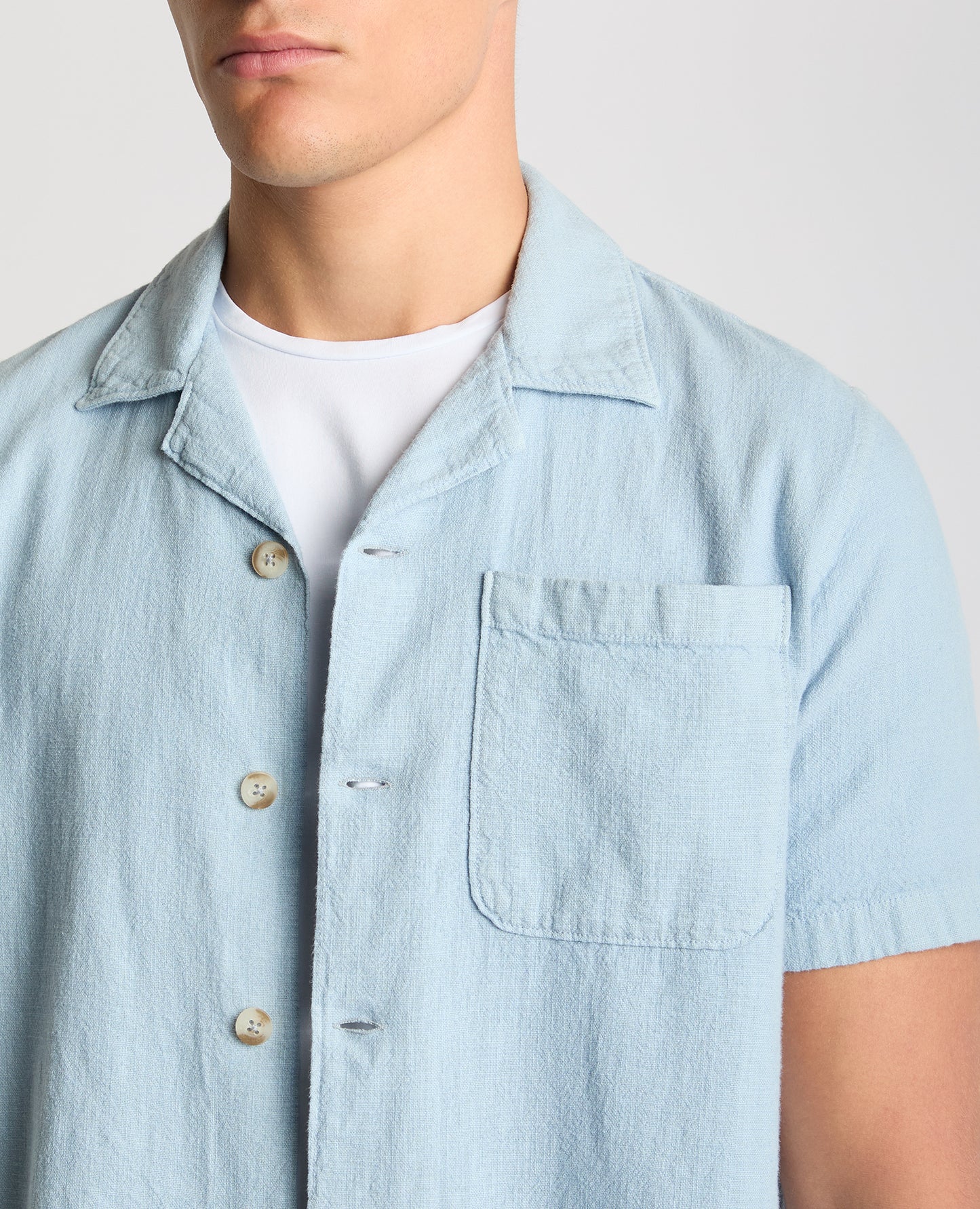 Tapered Fit Cotton-Linen Shirt