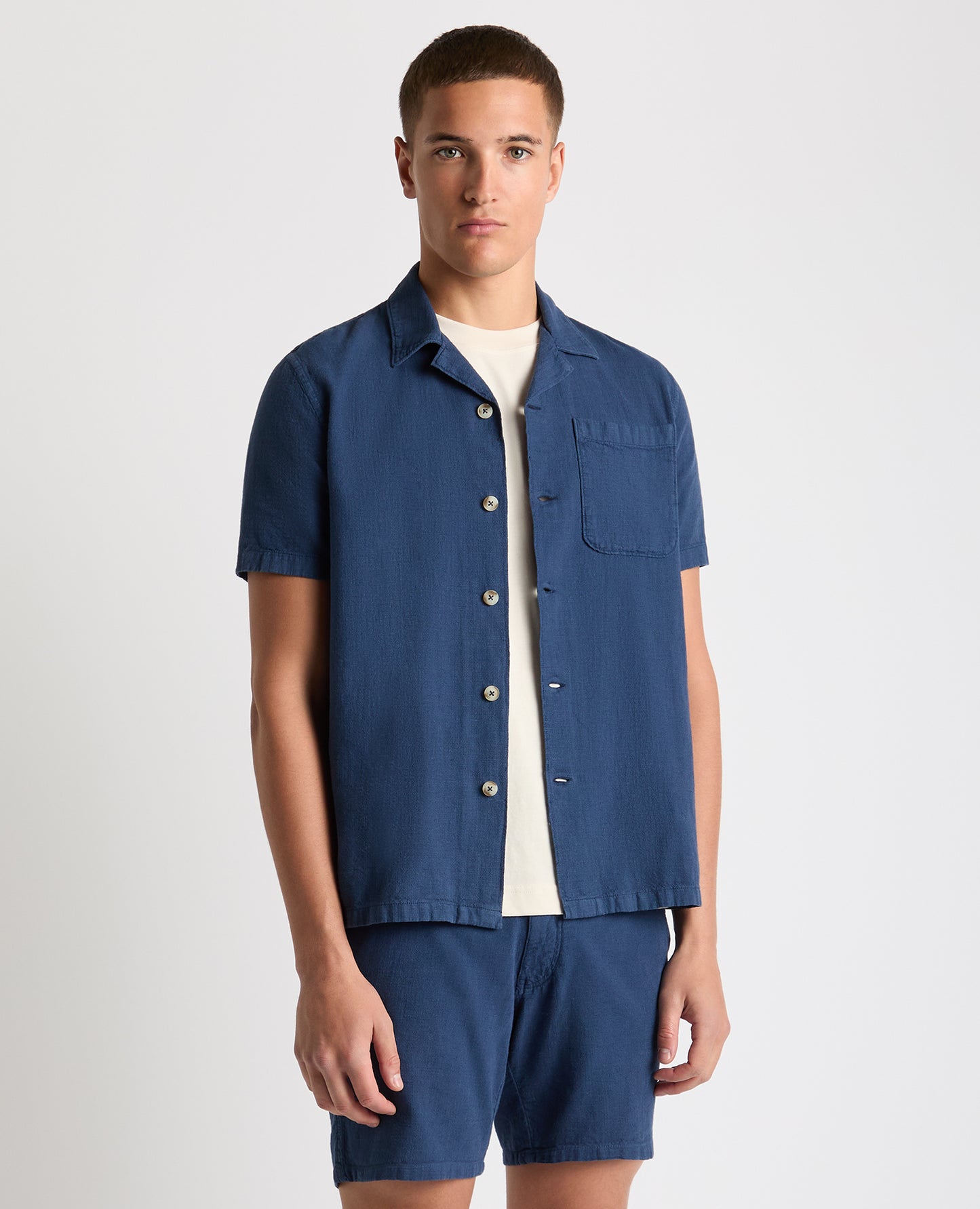 Tapered Fit Cotton-Linen Shirt