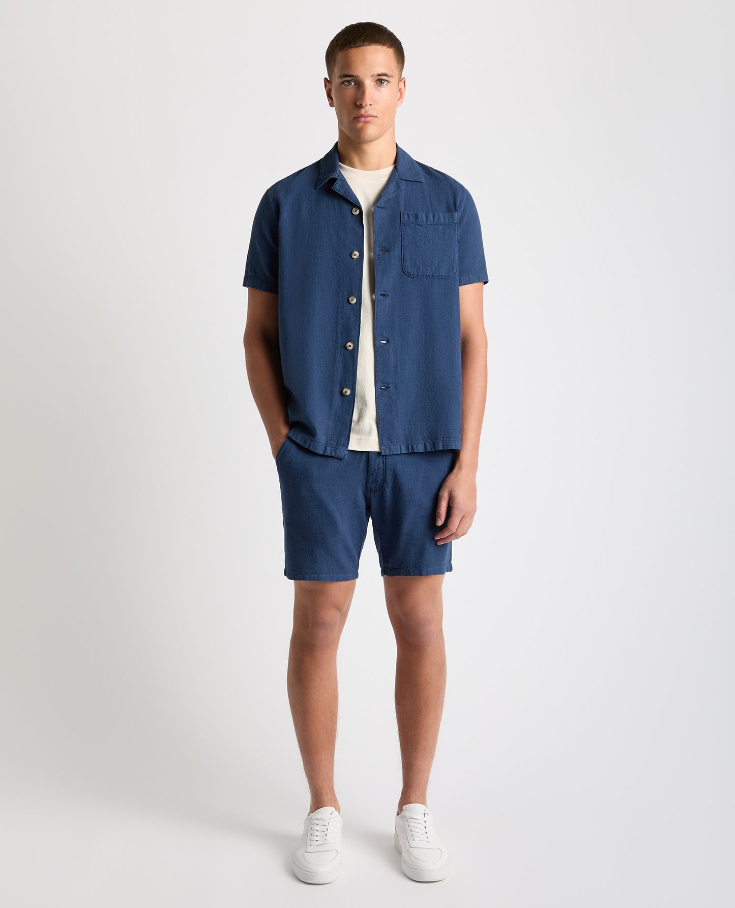 Tapered Fit Cotton-Linen Shirt