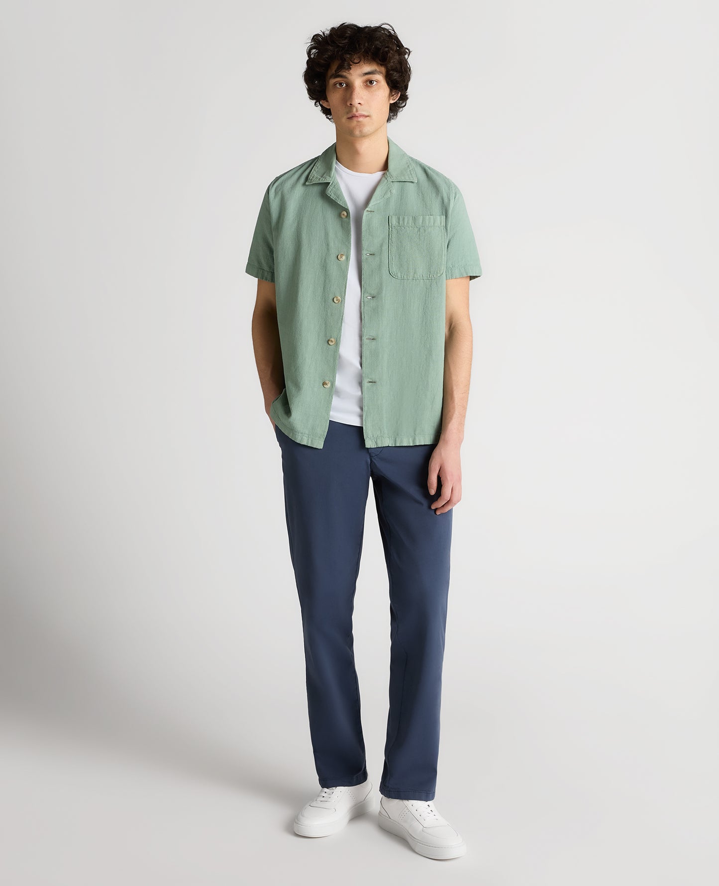 Tapered Fit Cotton-Linen Shirt