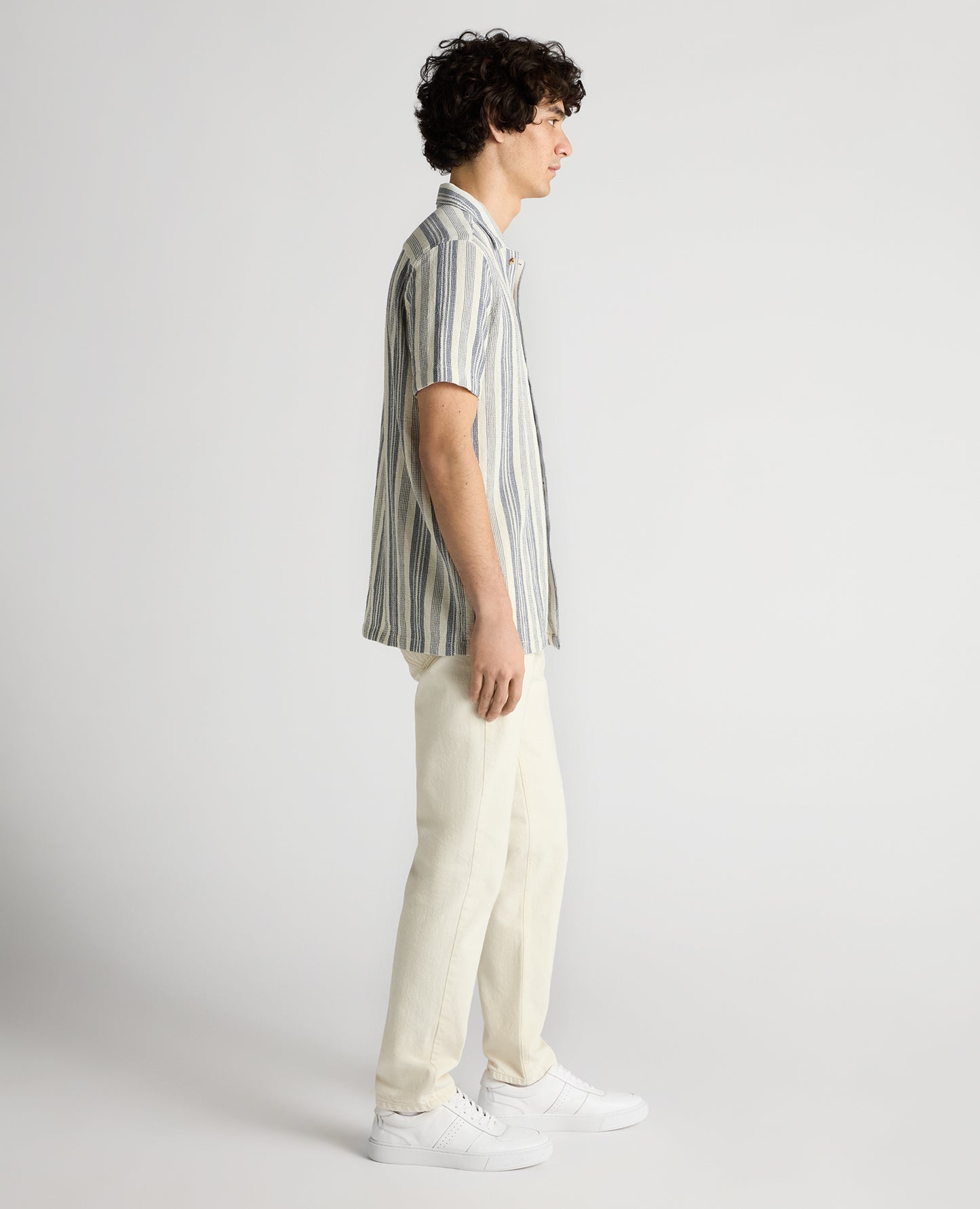 Tapered Fit Woven Cotton Striped Shirt