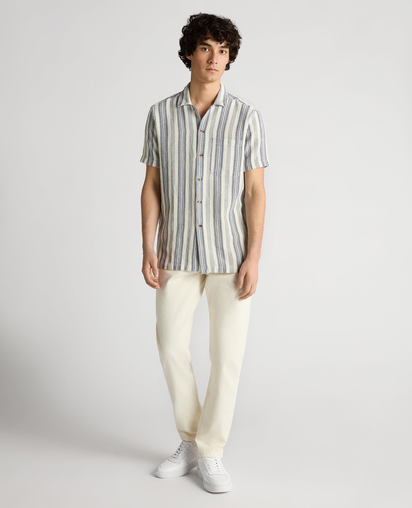 Tapered Fit Woven Cotton Striped Shirt