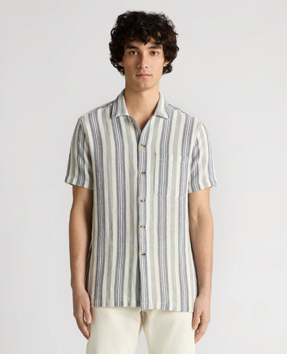 Tapered Fit Woven Cotton Striped Shirt