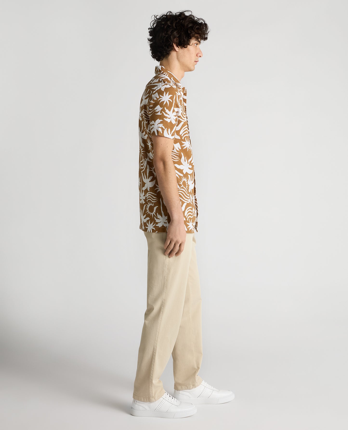 Tapered Fit Floral Print Cotton Shirt