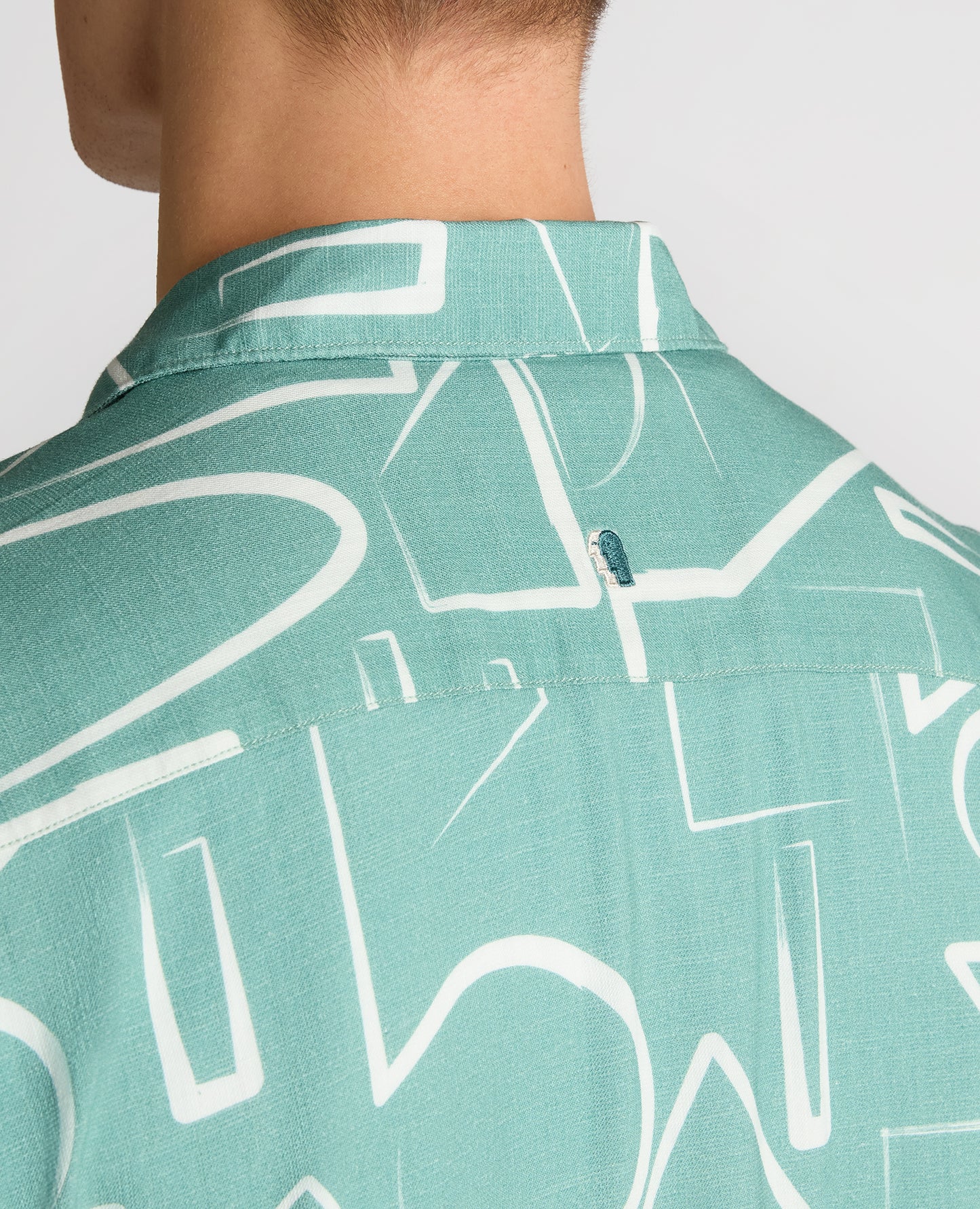 Tapered Fit Linen-Blend Abstract Print Shirt