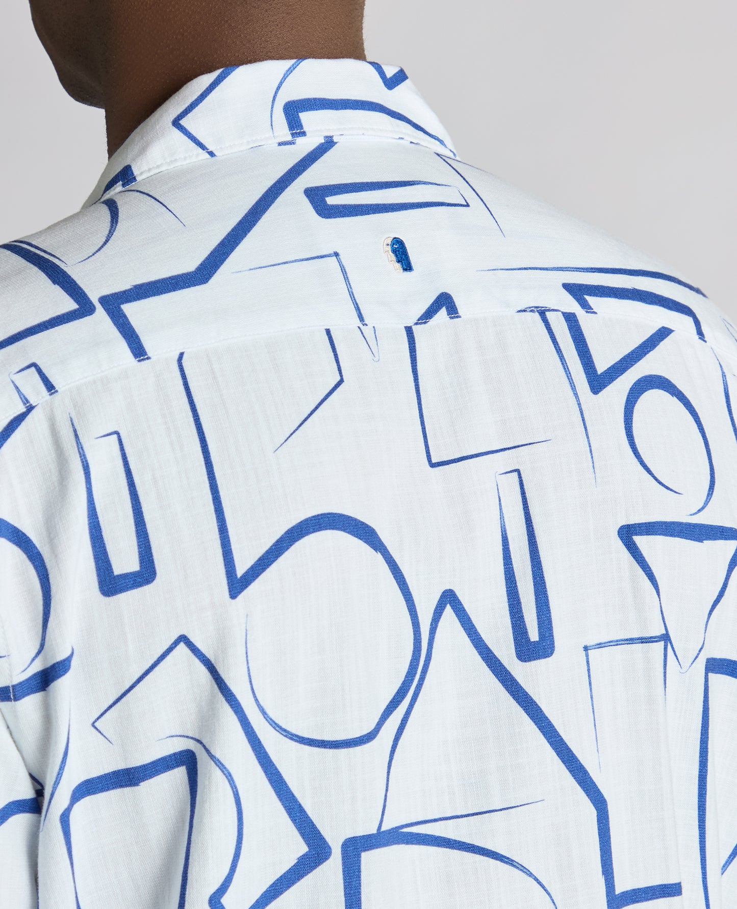 Tapered Fit Linen-Blend Abstract Print Shirt