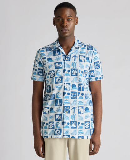 Tapered Fit Cotton-Stretch Printed Shirt