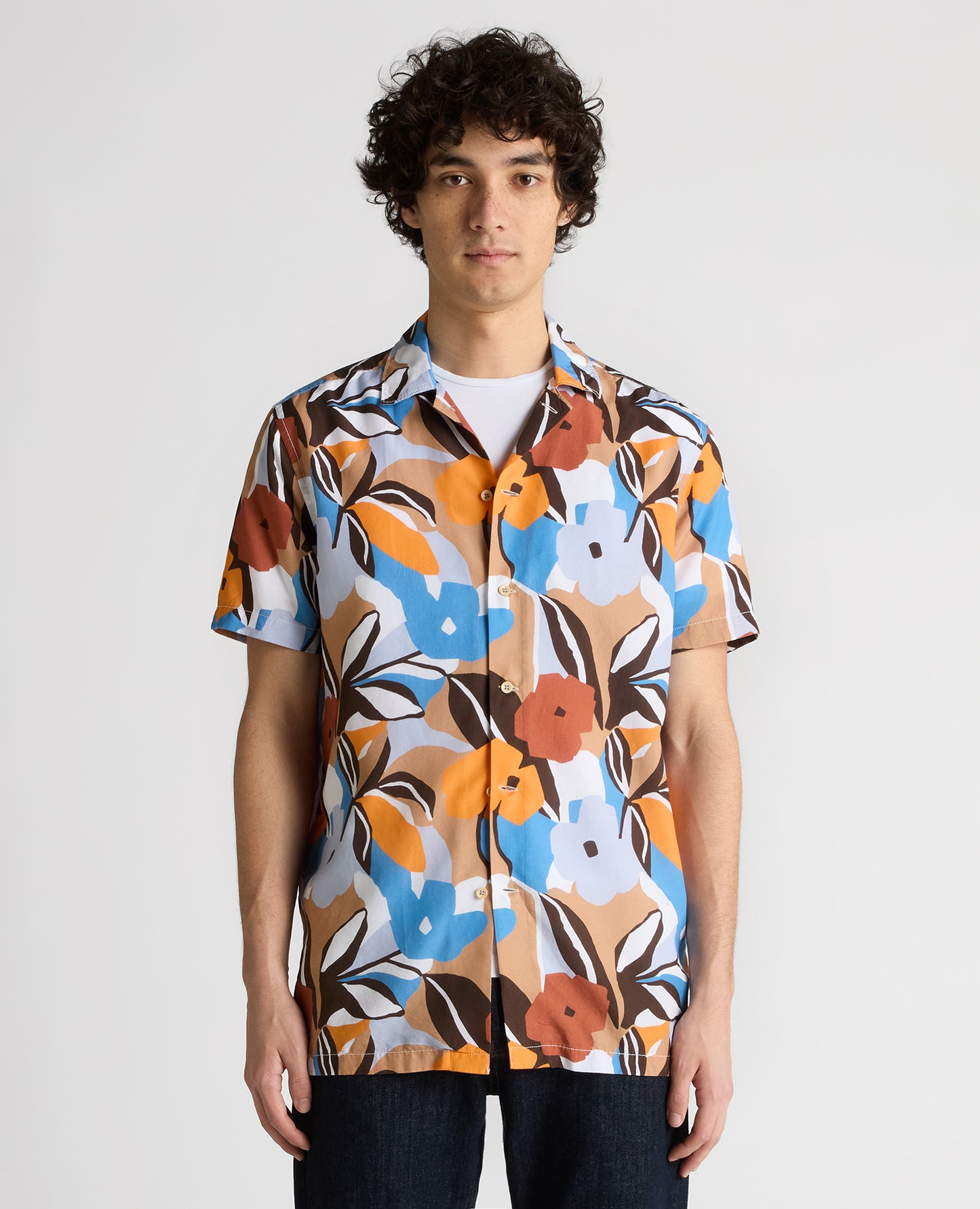 Tapered Fit Tencel Floral Print shirt