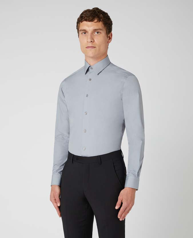 Slim fit cotton-blend shirt