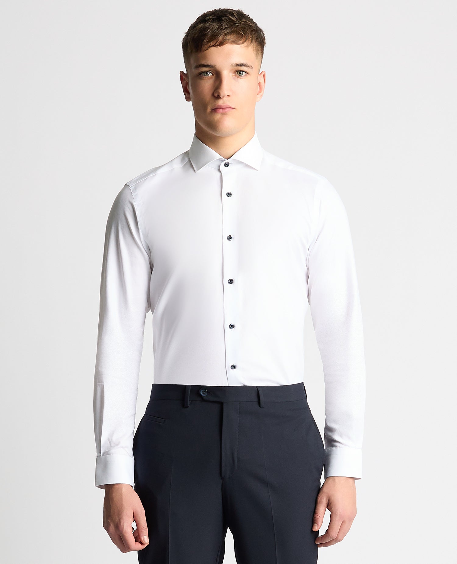 Tapered Fit Jacquard Cotton Shirt