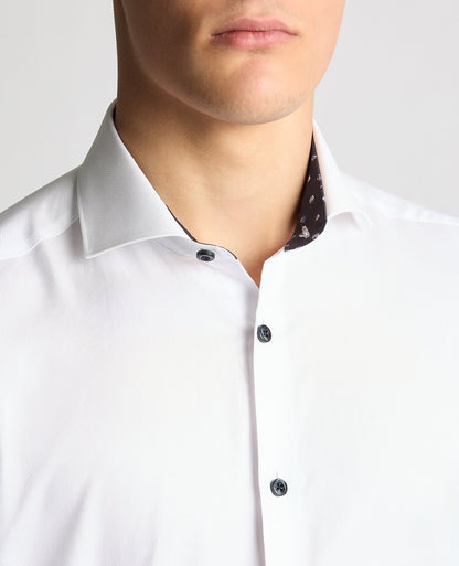 Tapered Fit Jacquard Cotton Shirt