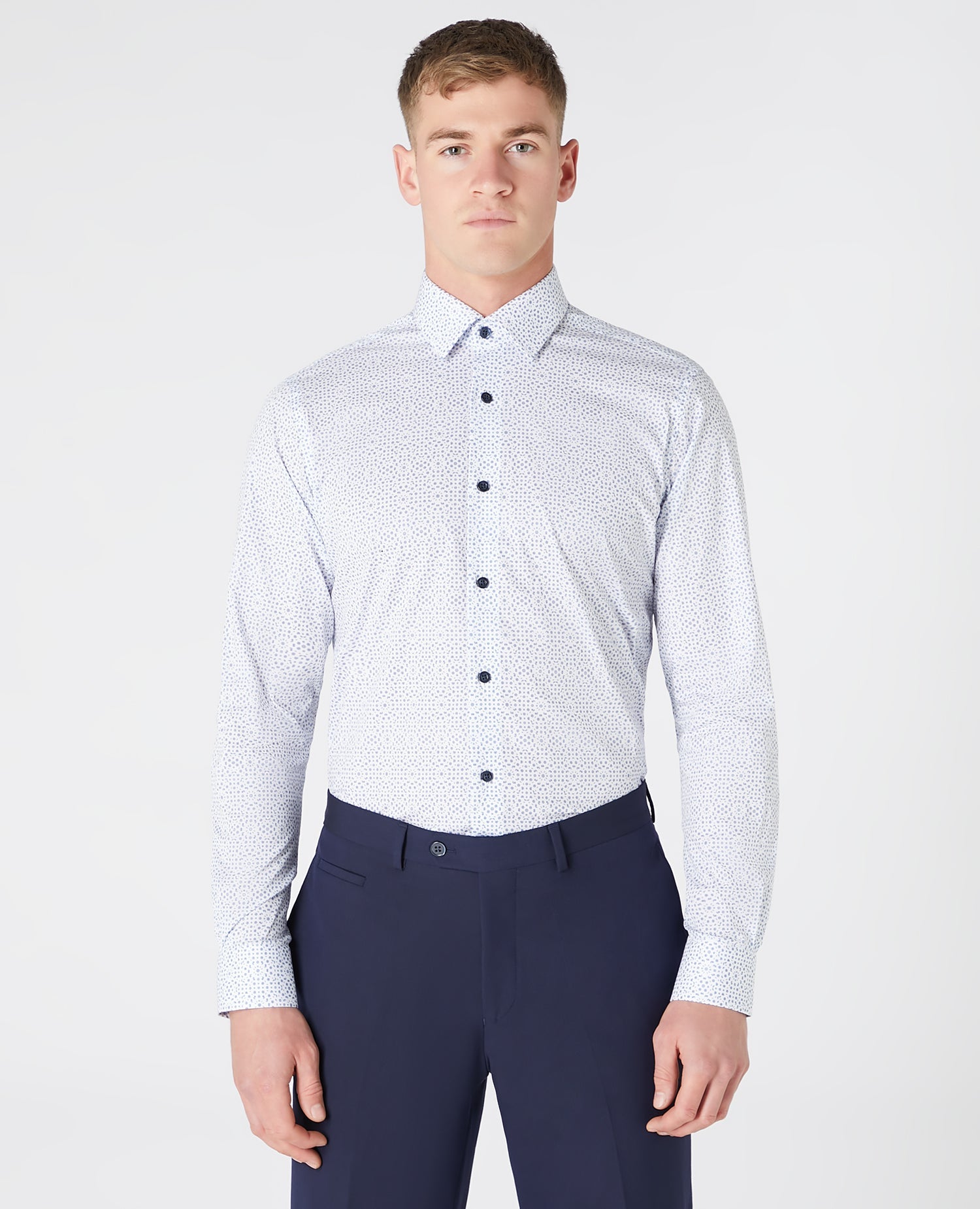 Tapered Fit Print Cotton Shirt