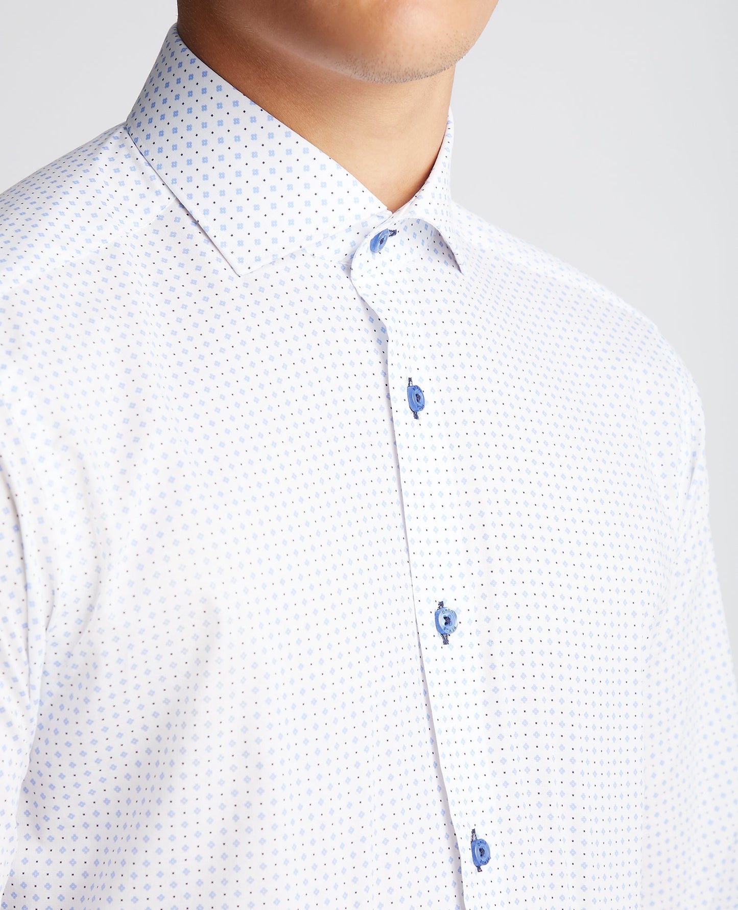 Tapered Fit Print Cotton-Stretch Shirt