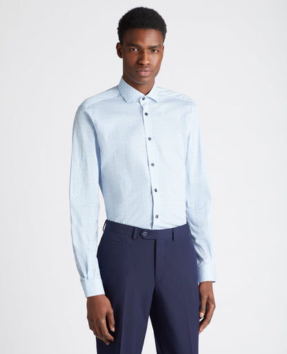 Tapered Fit Striped Cotton-Stretch Shirt