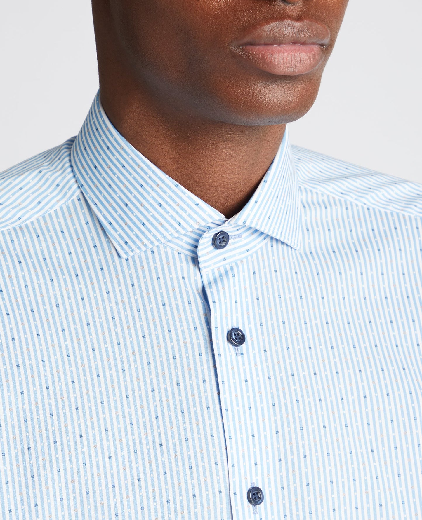 Tapered Fit Striped Cotton-Stretch Shirt