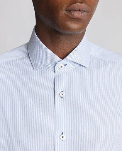 Tapered Fit Cotton Stretch Pinstripe Shirt