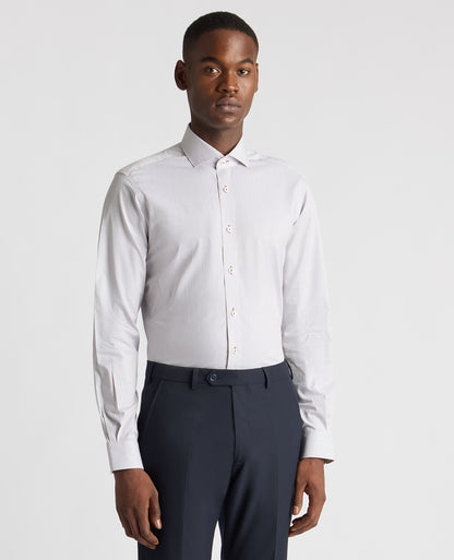 Tapered Fit Cotton Stretch Pinstripe Shirt