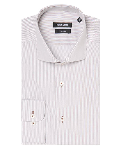 Tapered Fit Cotton Stretch Pinstripe Shirt