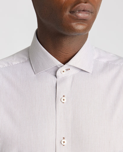 Tapered Fit Cotton Stretch Pinstripe Shirt