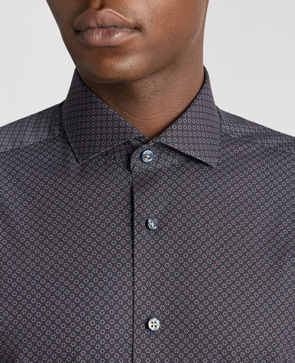 Tapered Fit Cotton Stretch Printed Shirt