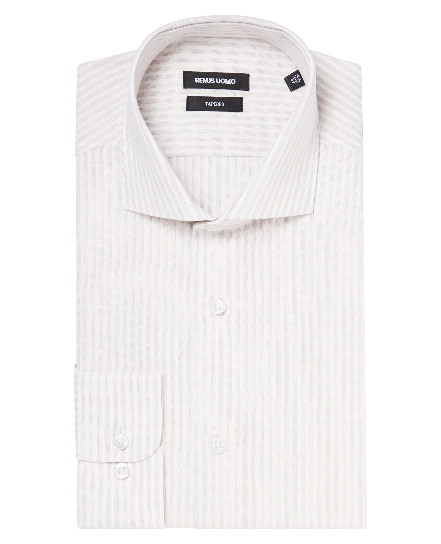 Tapered Fit Striped Cotton-Linen Shirt