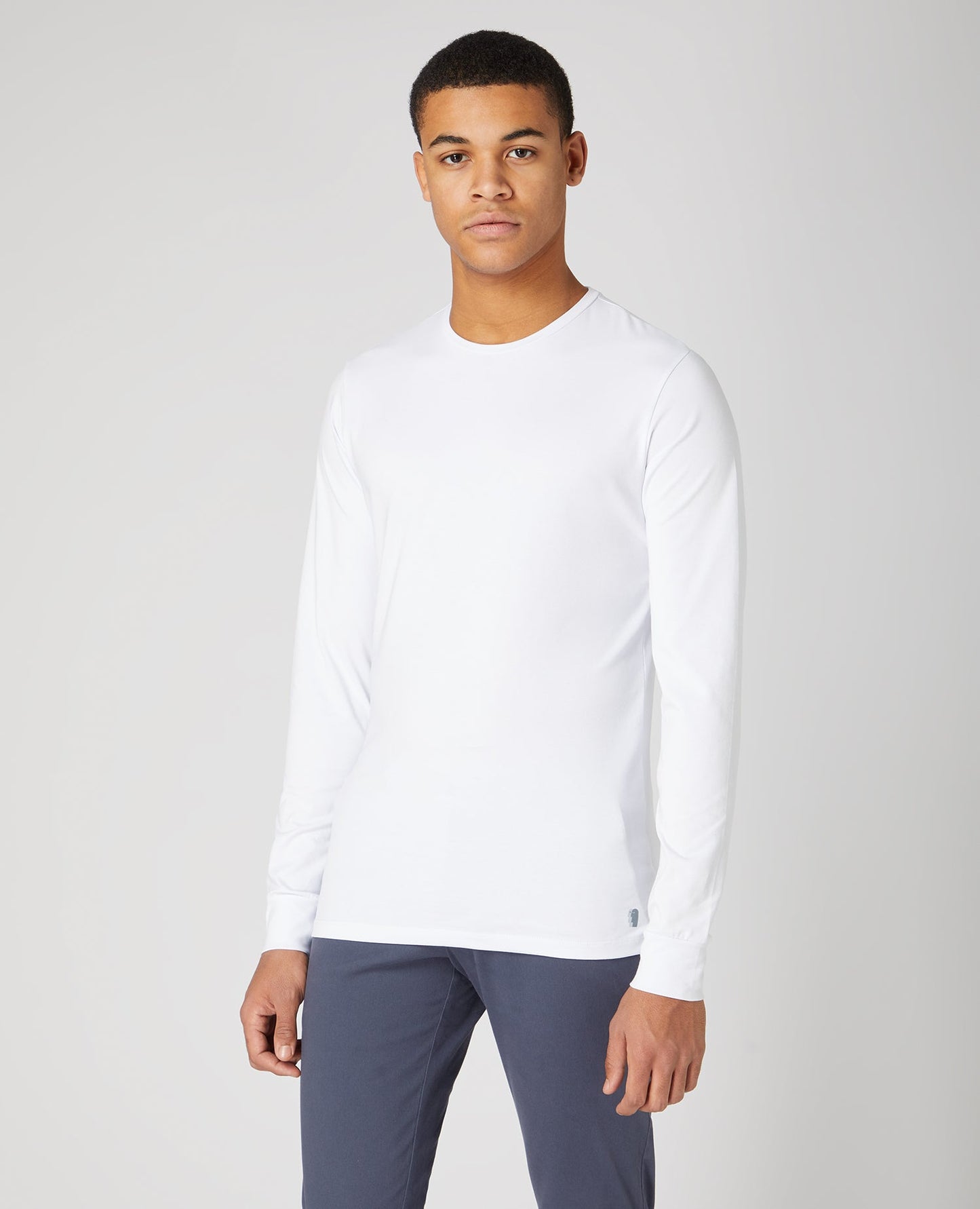 Tapered Fit Cotton-Stretch Long Sleeve T-Shirt