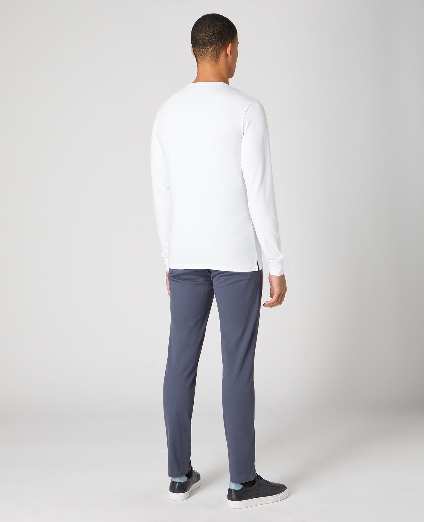 Tapered Fit Cotton-Stretch Long Sleeve T-Shirt