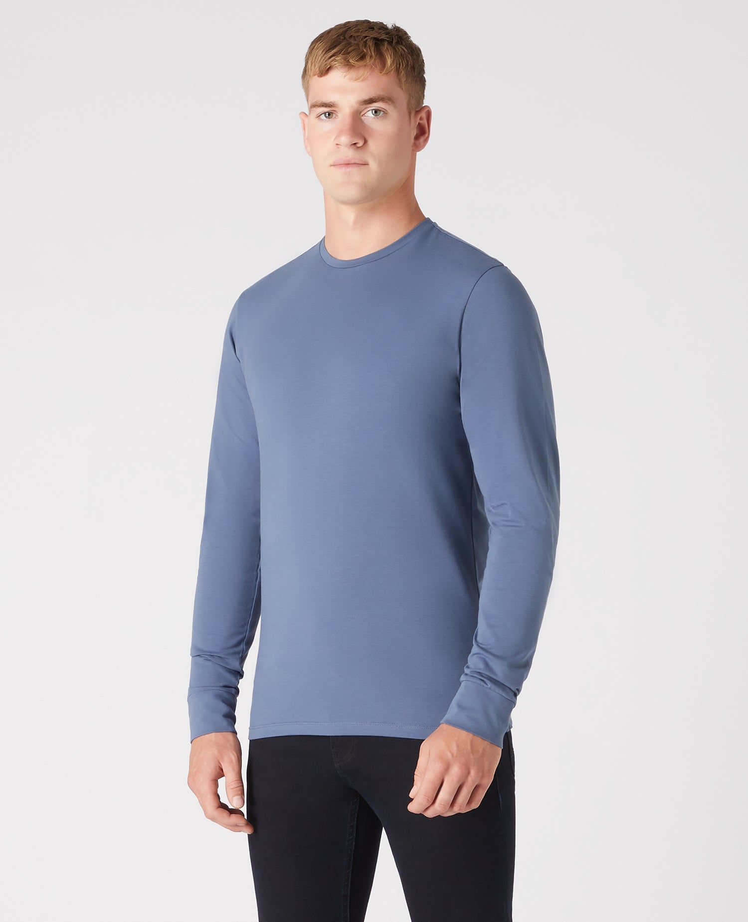 Tapered Fit Cotton-Stretch Long Sleeve T-Shirt