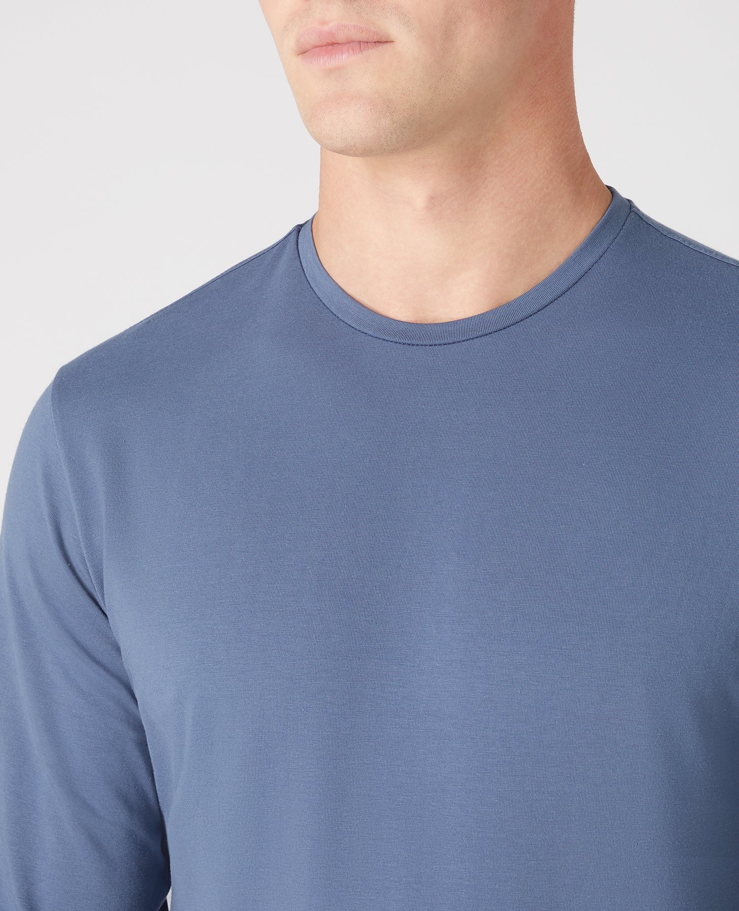 Tapered Fit Cotton-Stretch Long Sleeve T-Shirt