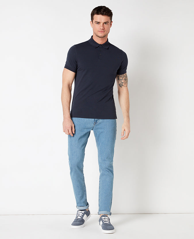 Tapered Fit Cotton-Stretch Polo Shirt