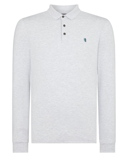 Tapered Fit Cotton-Stretch Long-Sleeve Polo Shirt