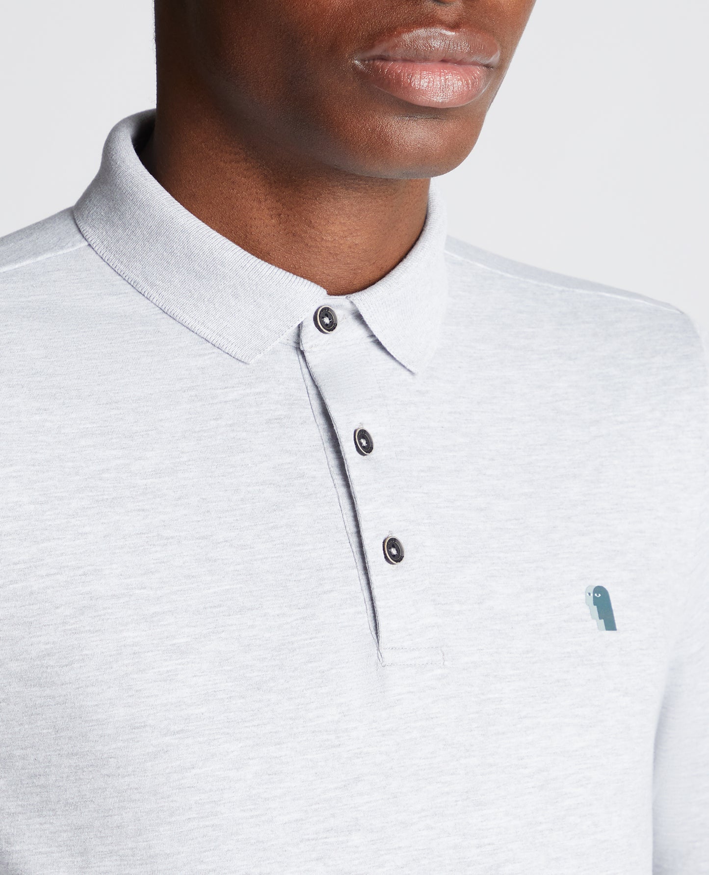 Tapered Fit Cotton-Stretch Long-Sleeve Polo Shirt